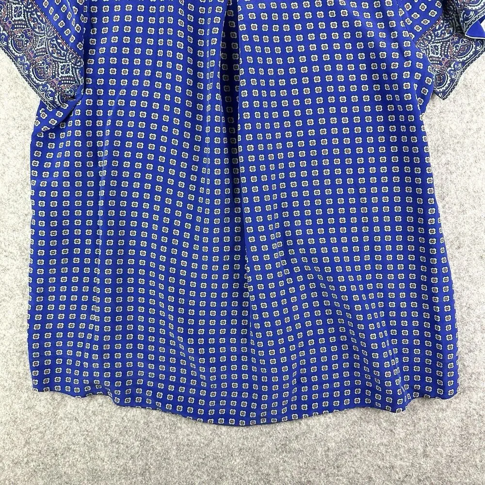Madewell Blue Patterned Short-Sleeve Blouse - Picture 9 of 13